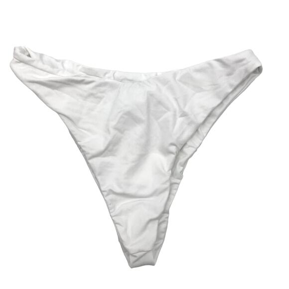 Indah Sal Skimpy Bikini Swim Bottom S High Cut Stretch Fit Swimwear White NWT - Picture 2 of 6